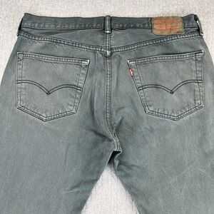 Levi's Men's 501 Button Fly Distressed Green Jeans Size‎ 34x30 authentic classic